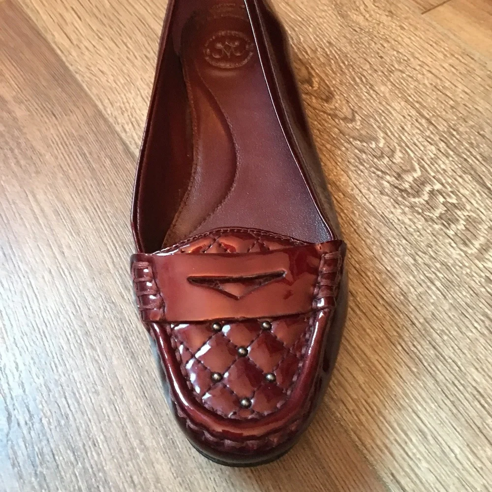 Johnston & Murphy Metallic Burgundy Quilted Leather Loafers